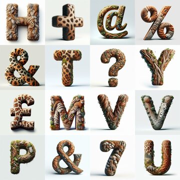 Animal lettering 3D. AI generated illustration