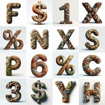 Animal lettering 3D. AI generated illustration