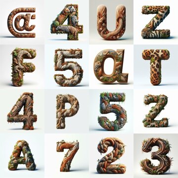 Animal lettering 3D. AI generated illustration