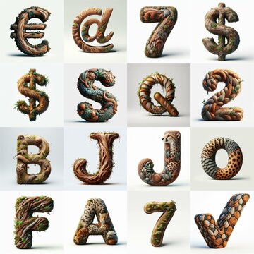 Animal lettering 3D. AI generated illustration