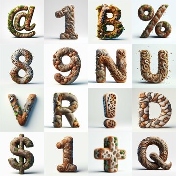Animal lettering 3D. AI generated illustration