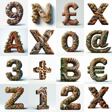 Animal lettering 3D. AI generated illustration