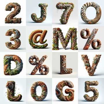 Animal lettering 3D. AI generated illustration