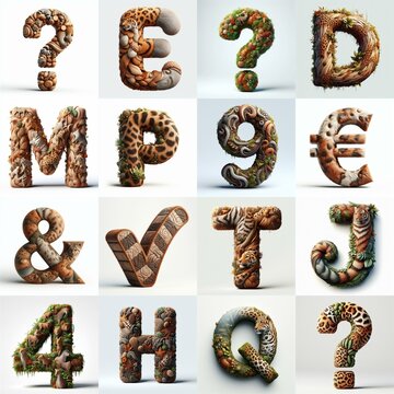 Animal lettering 3D. AI generated illustration