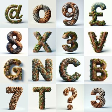 Animal lettering 3D. AI generated illustration