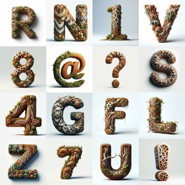 Animal lettering 3D. AI generated illustration