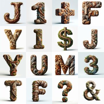 Animal lettering 3D. AI generated illustration