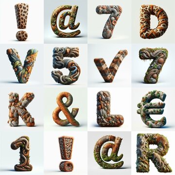 Animal lettering 3D. AI generated illustration