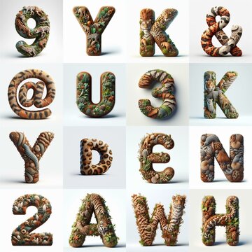 Animal lettering 3D. AI generated illustration