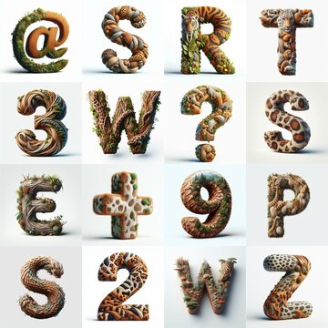 Animal lettering 3D. AI generated illustration