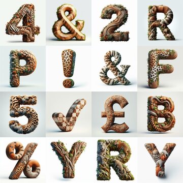 Animal lettering 3D. AI generated illustration