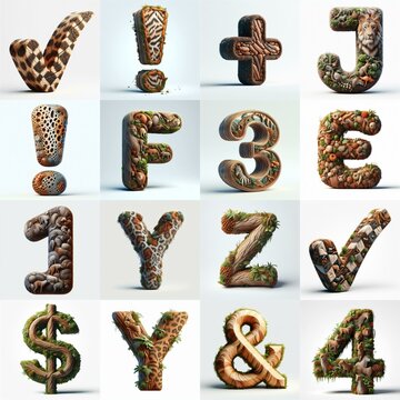 Animal lettering 3D. AI generated illustration