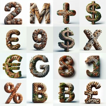 Animal lettering 3D. AI generated illustration