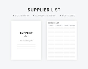 Supplier List Template | Supplier Database Template | Vendor Contact List Template