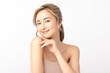 © Shutter B - Happy beautiful young asian woman clean fresh bare skin concept. Asian girl beauty face skincare and health wellness, Facial treatment, Perfect skin, Natural make up. Isolated on white background.