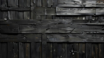 Wall Mural - Black wood wall texture for background
