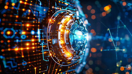 Poster - The Touch of Technology: A Hand Interacts with a Virtual Interface, Symbolizing Modern Digital Connectivity and Control