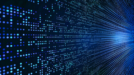 Poster - The matrix of digital coding, a network of binary data flowing in a futuristic blue abstract background