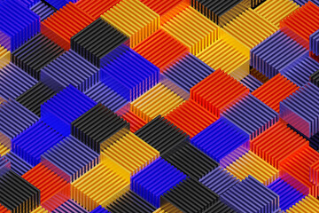 Poster - Colorful abstract background with squares. Template for wallpaper, banner, presentation, background. 3D illustration