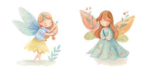 Wall Mural - cute fairy watercolour vector illustration