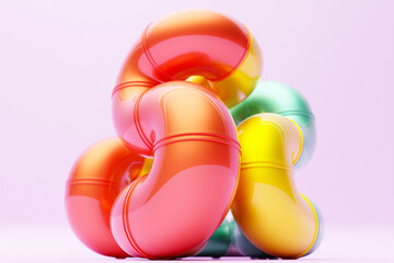 Poster - 3D multicolor geometric shapes . Abstract  design elements. Dynamic  abctract  pattern, 3D illustration