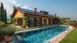 swimming pool Water heating in an outdoor pool using solar collector 