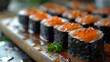 love heart shaped shushi roll for the passion and love of japanese sushi maki foor or fine dining 