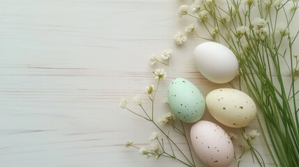 easter eggs on wooden background