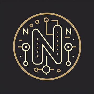 logo design letter N technology concept