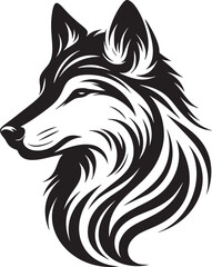 Wall Mural - Minimalist Monochrome Wolf Portrait