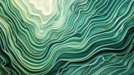 Wall Mural - A digital illustration featuring an abstract green wave pattern with a dynamic and fluid texture effect