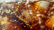 cola mit eiswürfeln in einem glas, getränke als hintergrund, Kohlensäure im soft drink, realistisch, schwarz, flüssigkeit, cocktail, gießen, erfrischend
