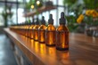 Amber Glass Dropper Bottle Mockup - Multiple Bottles blank level