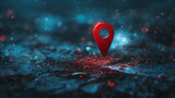Fototapeta Do akwarium - white map background with a red map pin, in the style of dark aquamarine and red, digital neon, contact printing, vray, dark azure.