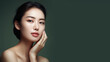 Portrait of a beautiful Asian woman. Copy space for text, advertising. Concept of beauty, anti aging, cosmetic product, skin, care, make-up, cosmetics, plastic surgery