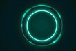 © Наталья Лазарева - green neon frame in shape of circle,consisting of several lines glowing with laser light on dark background,top view, web design concept,technology presentations,musical materials,cyberpunk,futurism