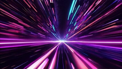 Wall Mural - 3d abstract neon background space and time strings, highway night lights. Ultra violet rays, glowing lines, virtual reality, speed of light.