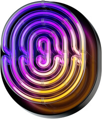 Aufkleber - 3d rendered bold letter O made of colorful gradient glowing neon tubes