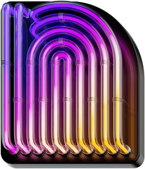 Aufkleber - 3d rendered bold letter N made of colorful gradient glowing neon tubes