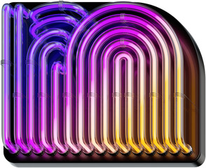 Aufkleber - 3d rendered bold letter M made of colorful gradient glowing neon tubes