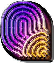 Wall Mural - 3d rendered bold letter Q made of colorful gradient glowing neon tubes