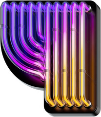 Aufkleber - 3d rendered bold number 4 made of colorful gradient glowing neon tubes