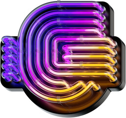 Aufkleber - 3d rendered bold Euro sign made of colorful gradient glowing neon tubes