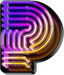 Aufkleber - 3d rendered bold Question sign made of colorful gradient glowing neon tubes