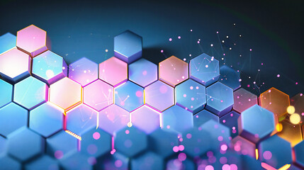 Wall Mural - Hexagonal Harmony: Merging Science and Technology in a Bright, Abstract Geometric Design