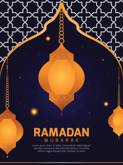 Wall Mural - Arabic ramadan kareem decorative Ramadan Mubarak with glowing Arabic Lantern background