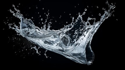 Canvas Print - A chic water splash stands out against a black backdrop, isolated.