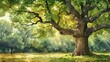 © Alex - Watercolor Oak Tree in Lush Forest Generative AI