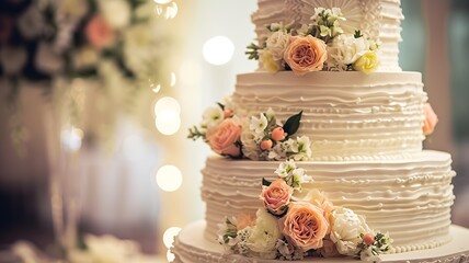 Wall Mural - artificial intelligence image of a cake with beautiful decorations for all kinds of occasions such as weddings