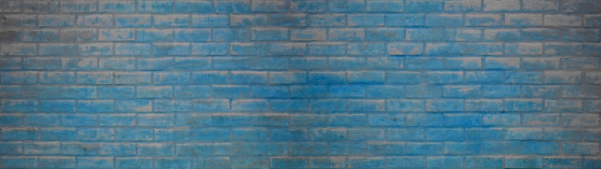 Aufkleber - Abstract blue white colored painted damaged rustic brick wall brickwork stonework masonry wallpaper, texture background banner panorama, seamless pattern